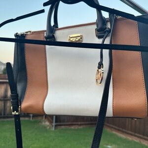 Michael Kors Color Block (Black, White, Tan) Purse